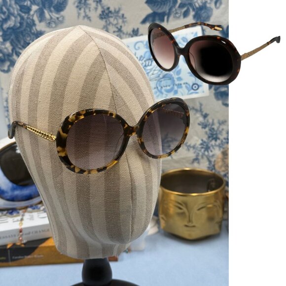 ? VIVIENNE WESTWOOD ? NWOT VW793 Round Tortoise Shell Sunglasses - Gold Havana main image 7